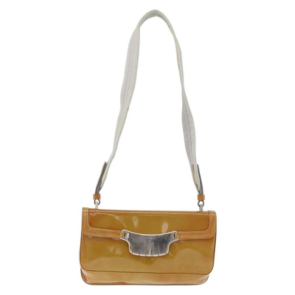 Prada Patent Leather Galleria Shoulder Bag Yellow